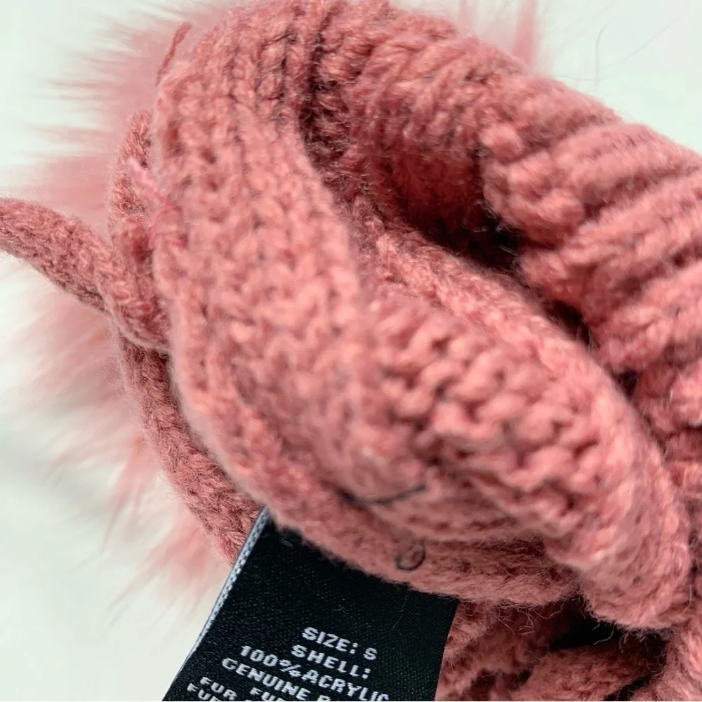 Pink Kids Pom Pom Beanie size Small